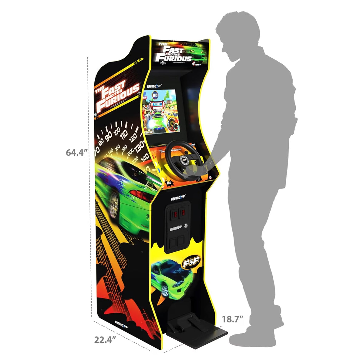 the Fast and the Furious Deluxe Arcade Machine with Steering Wheel