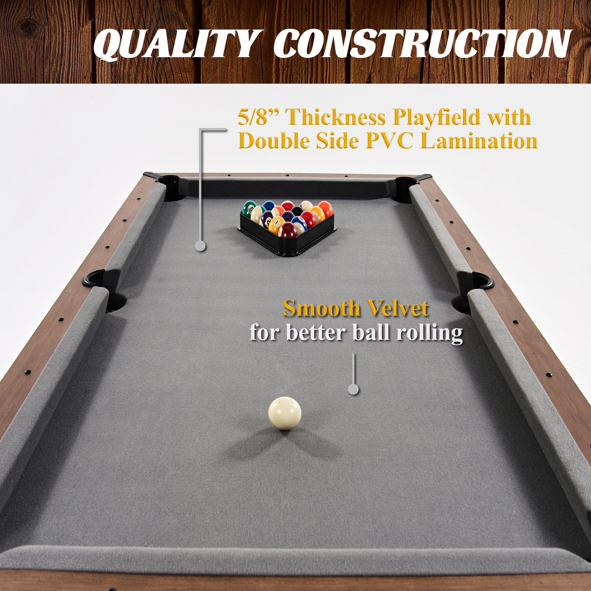 Urban 5.5 Ft Pool Table with 2 Cue Sticks & Complete Accessory Set, Gray