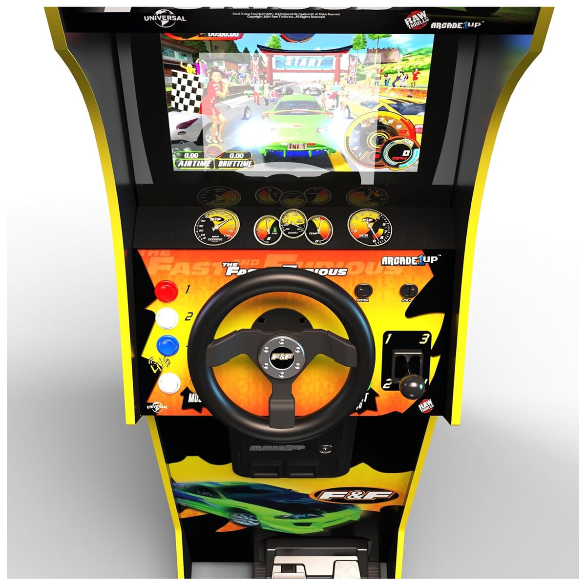 the Fast and the Furious Deluxe Arcade Machine with Steering Wheel