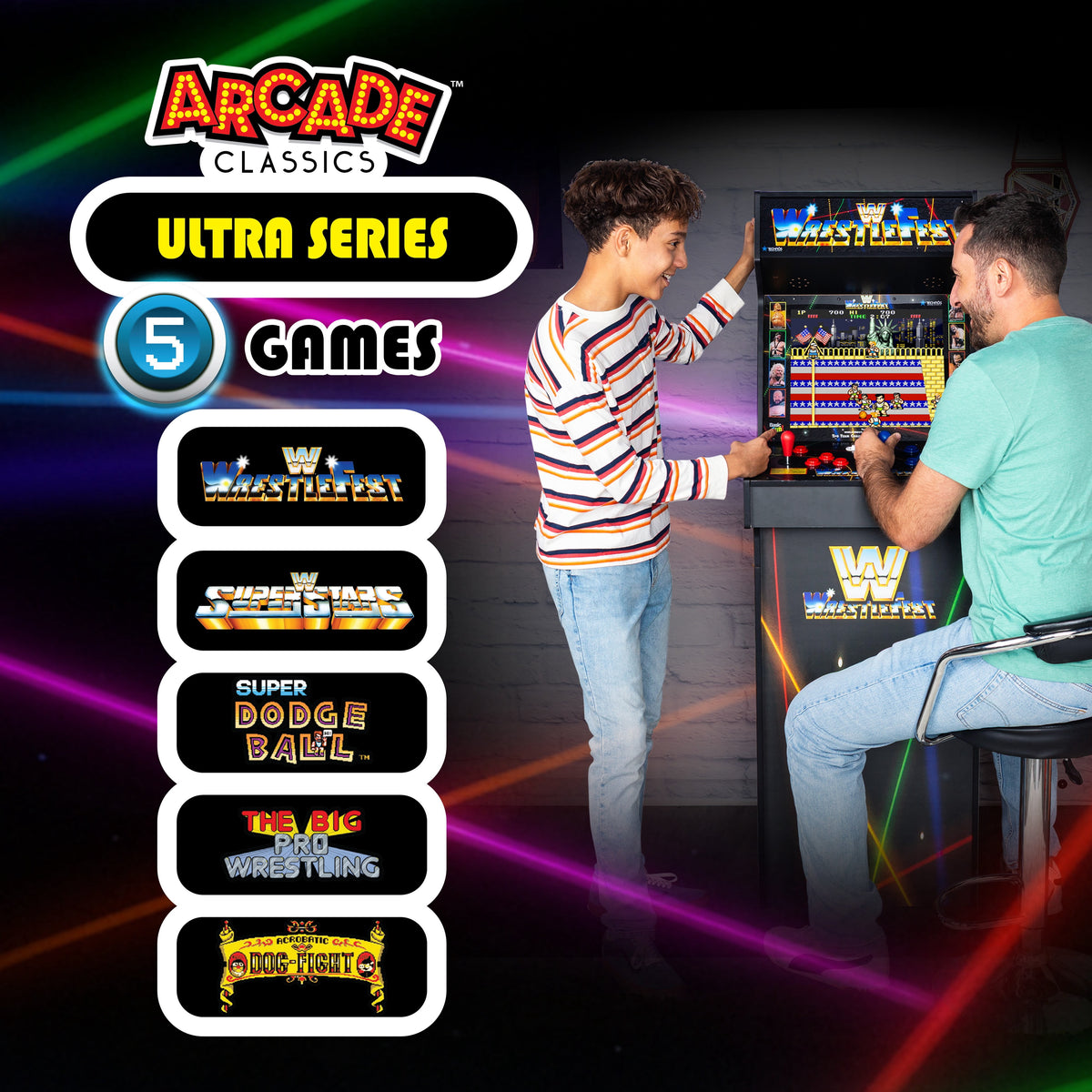 Arcade Classics Game Machine WWE Ultra Series with 17 Inch Screen and 5 Games