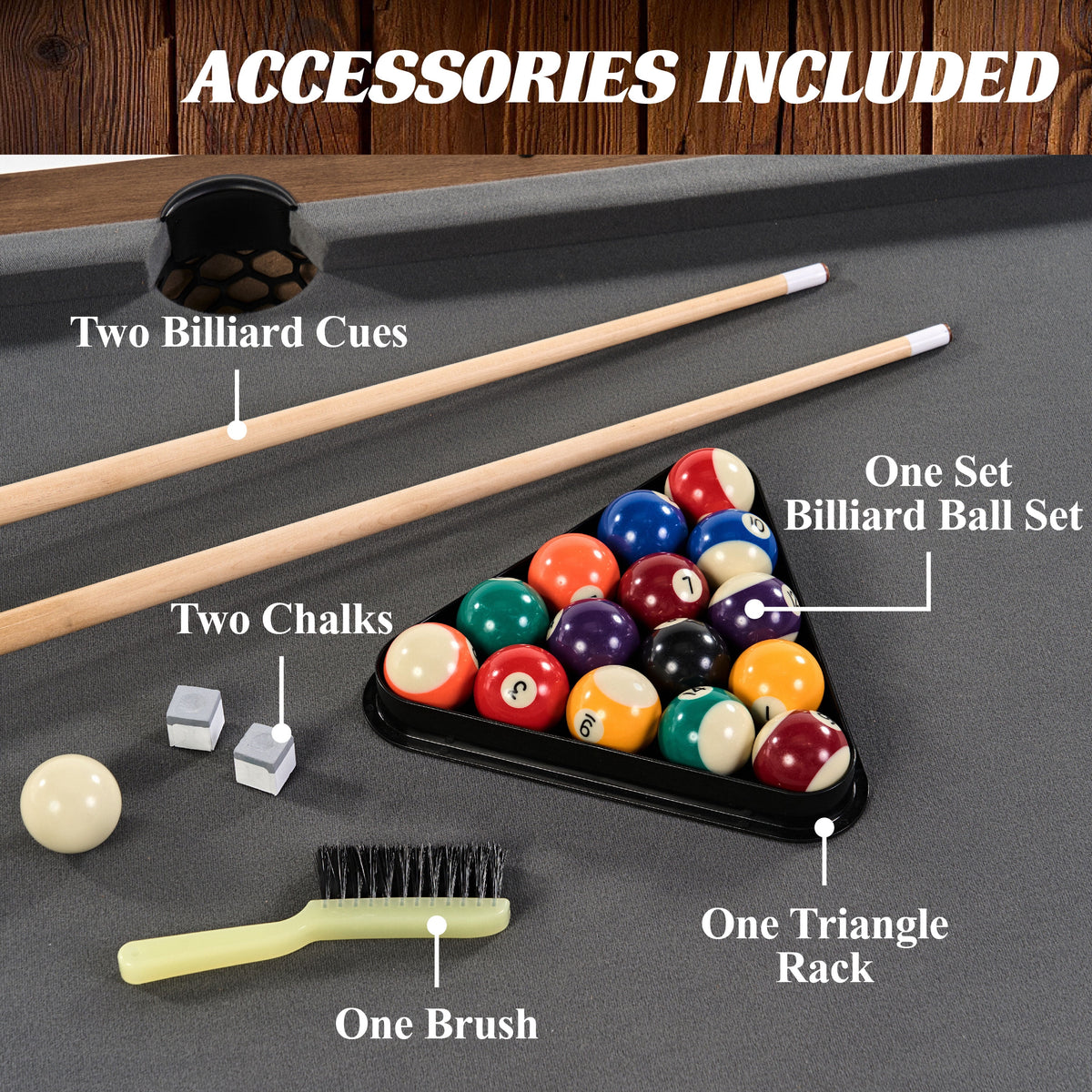Urban 5.5 Ft Pool Table with 2 Cue Sticks & Complete Accessory Set, Gray