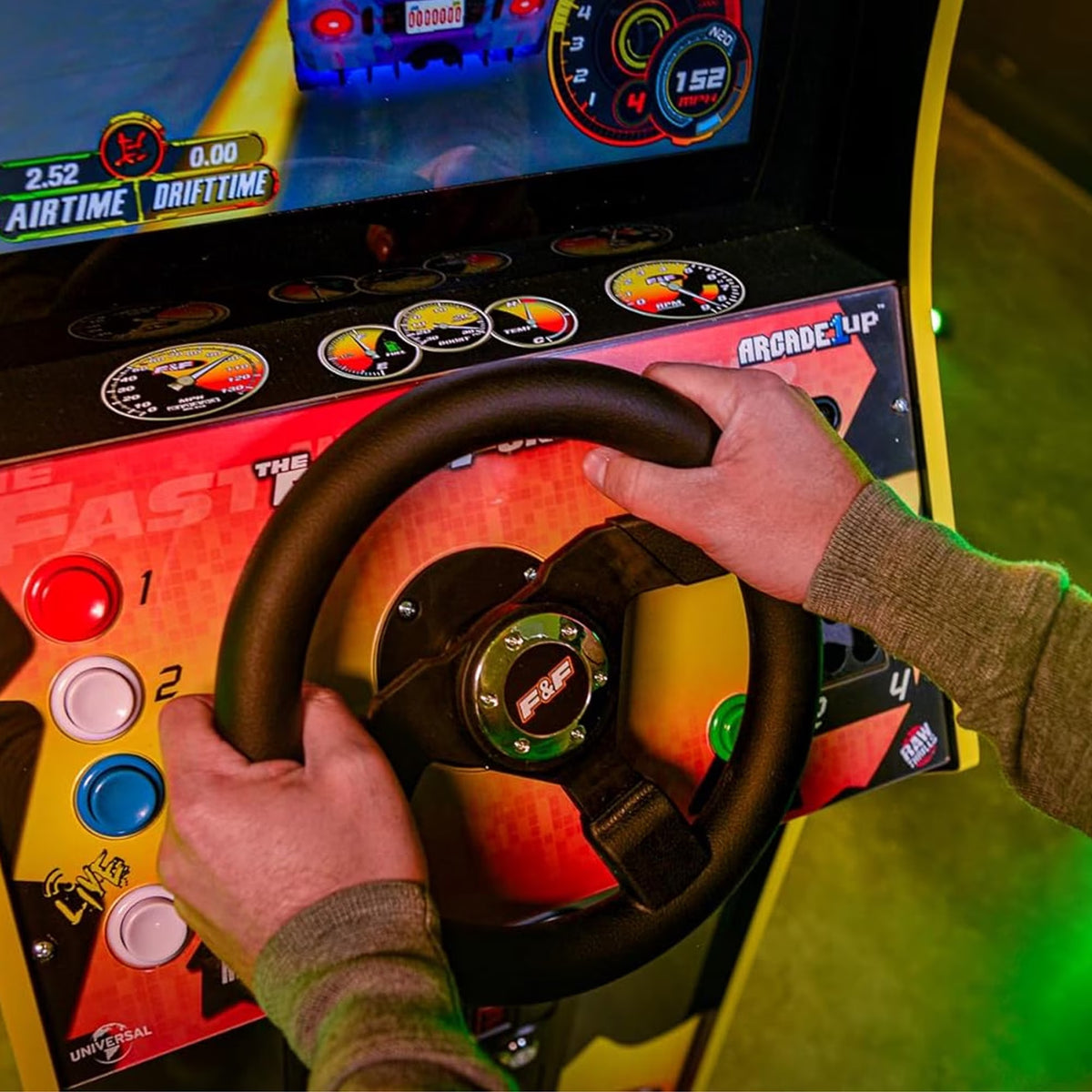 the Fast and the Furious Deluxe Arcade Machine with Steering Wheel
